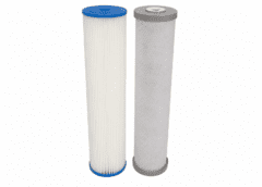 Twin 20" x 4.5" Filter Cartridges 10-Mic Pleated + 5-Mic Silver Carbon for Rainwater #15