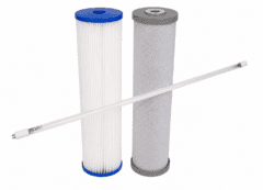 Twin 20" x 4.5" Filter Cartridges (Silver Carbon for Rainwater) + Philips UV lamp #08