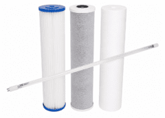 Triple 20" x 4.5" Filter Cartridges (KX Carbon for Mains Water) + Philips UV lamp #11