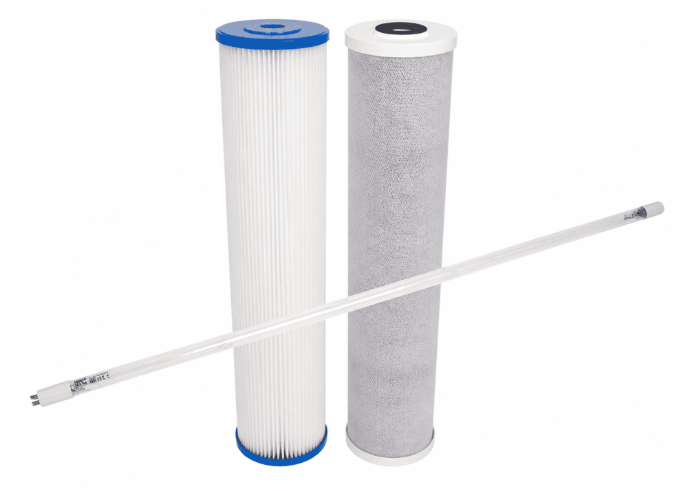 Twin 20" x 4.5" Filter Cartridges (KX Carbon For Mains Water) +Philips UV lamp #10