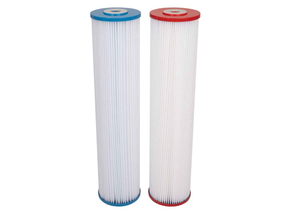 Twin 20" x 4.5" Filter Cartridges 20 and 5-Micron Polyester Pleated Washable #19
