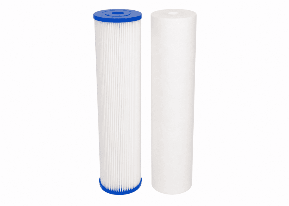 Twin 20" x 4.5" Filter Cartridges 10-Micron Poly Pleated & 5-Micron Poly Spun #16