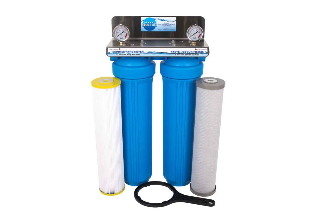 Twin Cartridge 20" x 4.5" Whole House Rainwater Filtration System #79