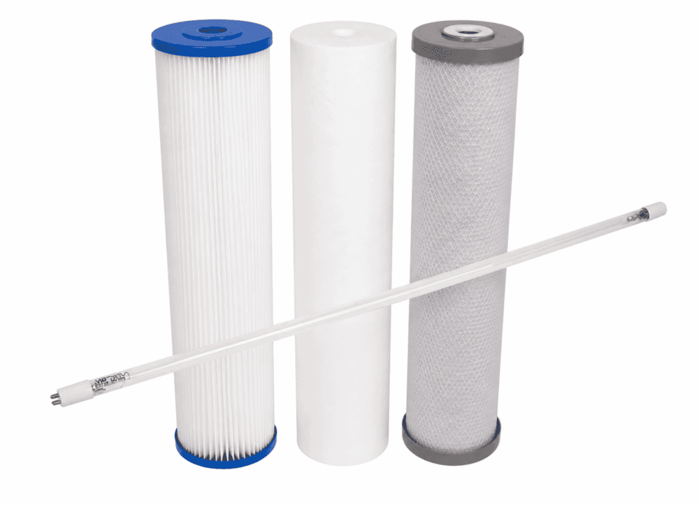 Triple 20"x 4.5" Filters (Silver Carbon For Rainwater) + Philips UV lamp #09