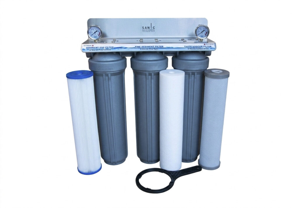 Triple Cartridge 20″ x 4.5″ Sanic Whole House Rainwater Filtration System #82
