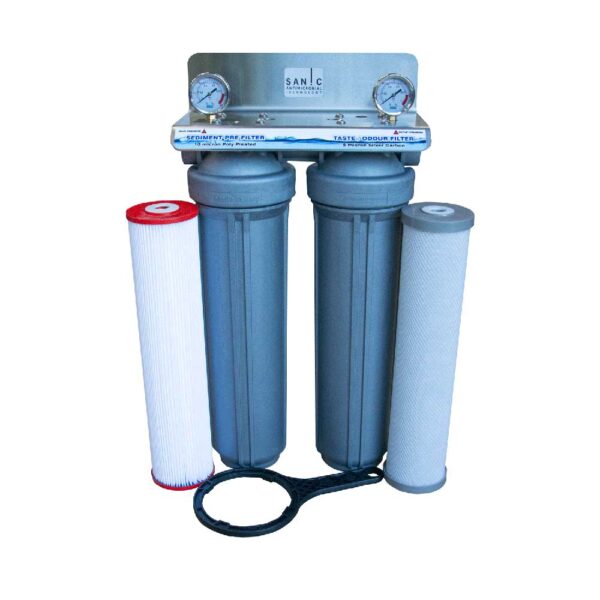 Twin Cartridge 20″ X 4.5″ Sanic Whole House Rainwater Filtration System With Inbuilt Antimicrobial Technology