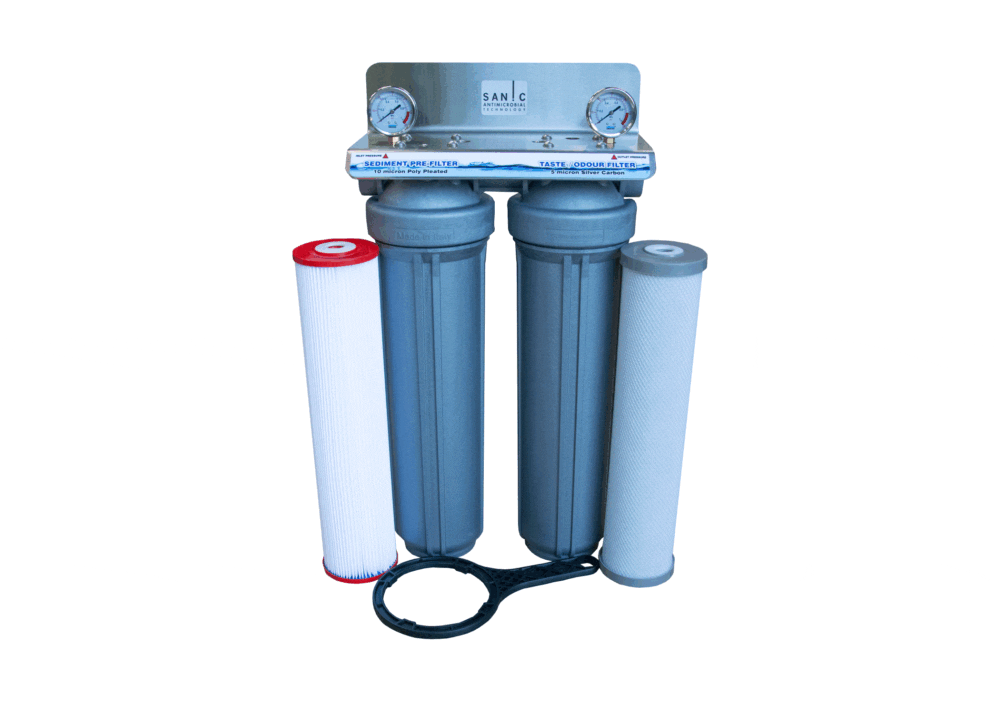 Twin Cartridge 20″ x 4.5″ Sanic Whole House Rainwater Filtration System #81