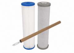 Twin 20" x 4.5" Filters (Silver Carbon for Rainwater) + Aftermarket Viqua Lamp #04