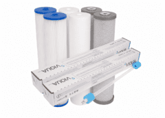 Triple 20″ x 4.5″ Filters (Silver Carbon for Rainwater)+ Viqua UV lamp x 2 Sets. #03