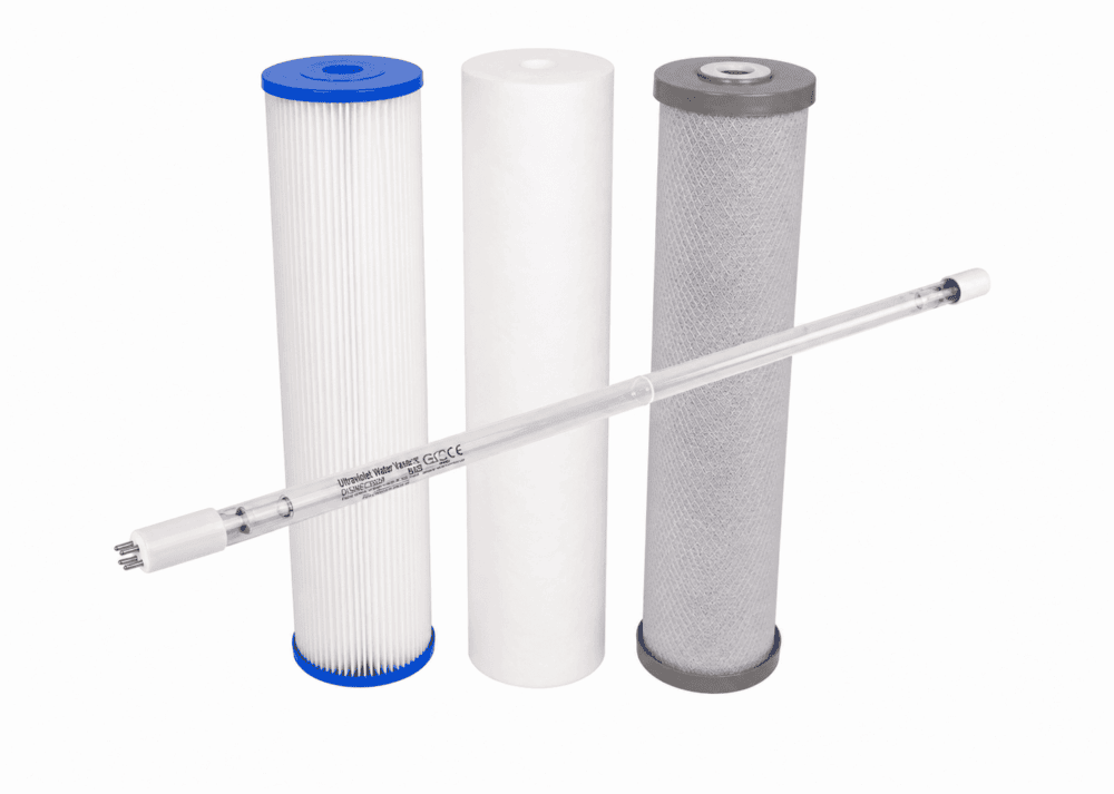 Triple 20″ x 4.5″ Puretec Filters (Silver Carbon for Rainwater) Includes Light Sources UV lamp #07