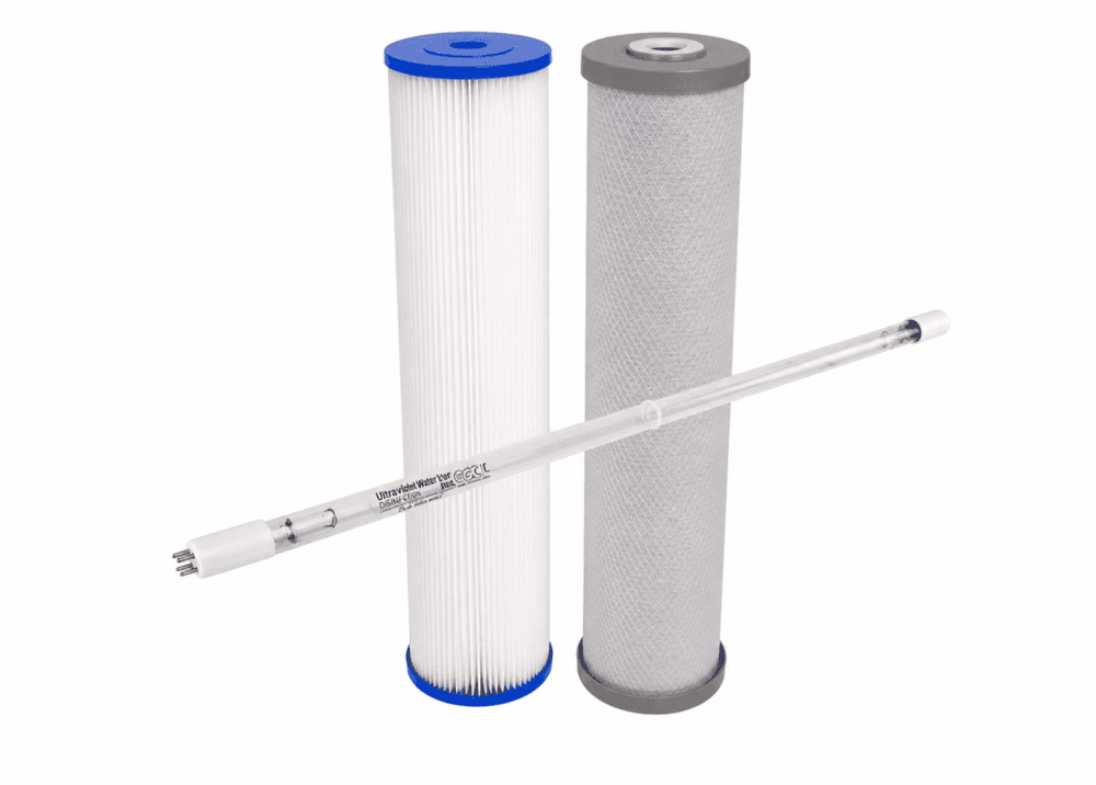 Twin 20″ x 4.5″ Puretec Filters (Silver Carbon for Rainwater) Includes Light Sources UV lamp #06