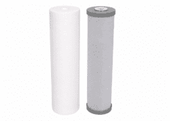 Twin 20" x 4.5" Filter Cartridges 5-Mic Poly Spun + 5-Mic Silver Carbon for Rainwater #16A